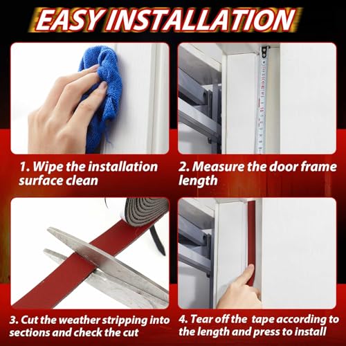 Innconee 2 Rolls Intumescent Smoke Seal Strip Tape Flexible Expanding Fire Door Strips Adhesive Backed Composite Rubber Smoke Gasket Seal for Fire Windows Steel Doors, 0.6'' x 0.08'' x 9.8'/Roll - Image 4