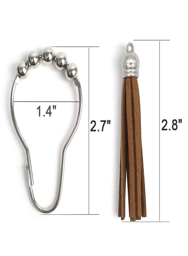 GAHEUNBB Shower Curtain Hooks Rings, 304 Stainless Steel Shower Curtain Rust Resistant Hooks for Bathroom Shower Rods Set of 12 (Brown) - Image 4