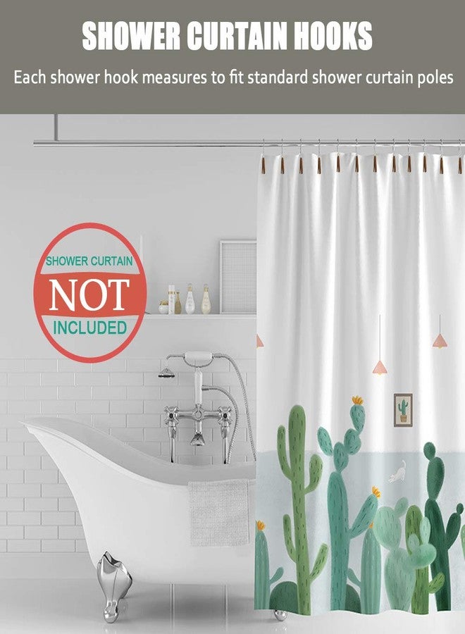 GAHEUNBB Shower Curtain Hooks Rings, 304 Stainless Steel Shower Curtain Rust Resistant Hooks for Bathroom Shower Rods Set of 12 (Brown) - Image 2
