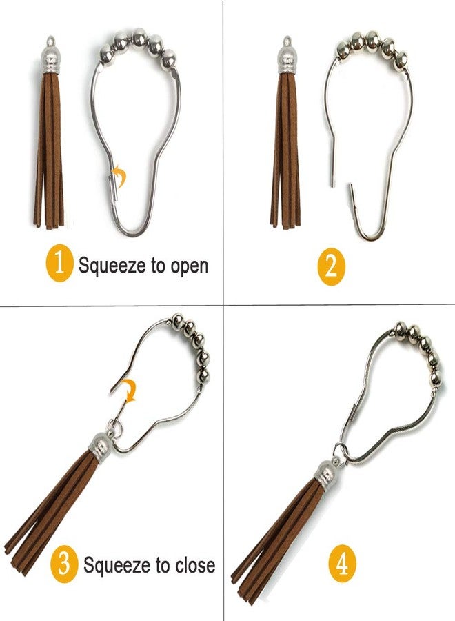 GAHEUNBB Shower Curtain Hooks Rings, 304 Stainless Steel Shower Curtain Rust Resistant Hooks for Bathroom Shower Rods Set of 12 (Brown) - Image 5