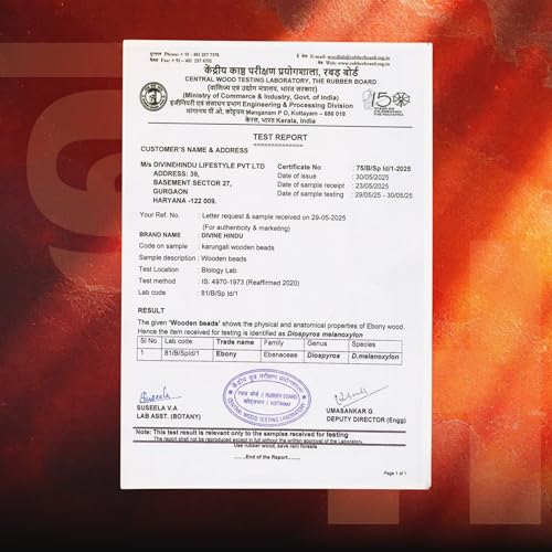 Divine Hindu قلادة شيف الهندوسية الإلهية - كارونجالي مالاي، خرز الأبنوس المختبر في المختبر، قلادة بلون الفضة | بوجا، تأمل، العافية الروحية | للرجال والنساء | (8 مم - 54 خرزة) - Image 5