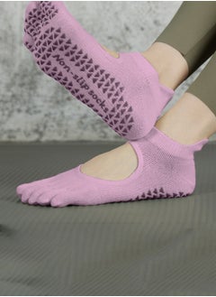 HaveDream Women's Yoga Socks, Split Finger Anti-Slip Socks Pilates Socks Five-Toe Sports Socks - Lavender Purple  - Image 1