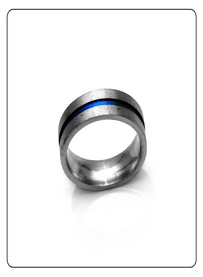 Fusamk Fashion Blue Epoxy Stainless Steel Cross Band Ring(Steel(9)) - Image 4