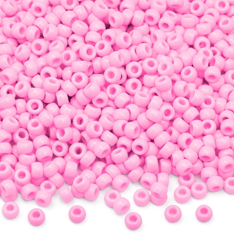 GMMA Pink Pony Beads for Jewelry Making Valentines Day Friendship Bracelets 6x9mm Beads for Hair Braiding DIY Bracelet Necklace Party Decoration Supplies - Image 3
