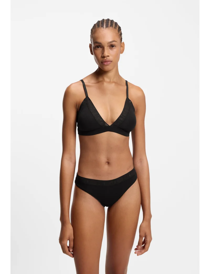 HUGO Stretch-cotton thong with logo waistband