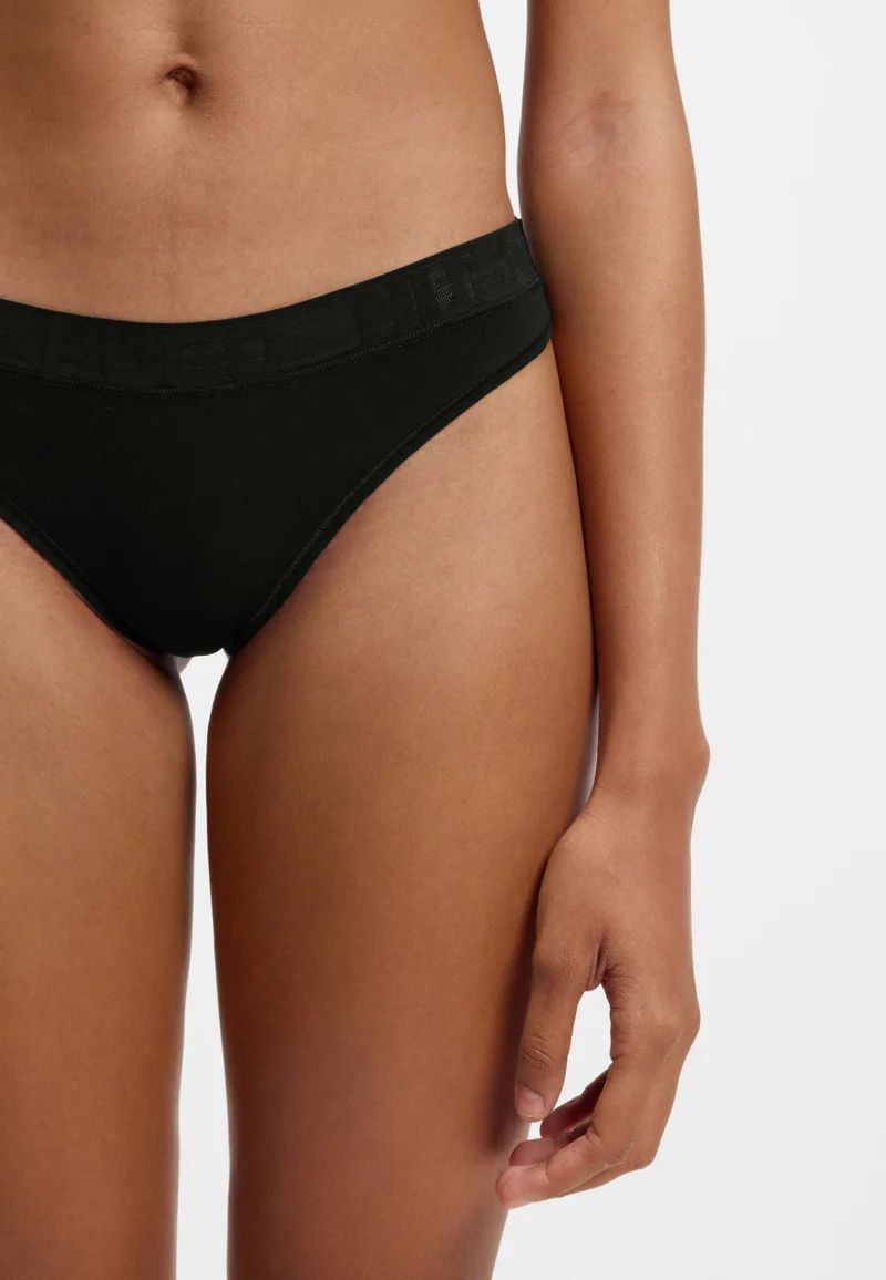 HUGO Black Stretch-cotton thong with logo waistband for Women | Best Price UAE
