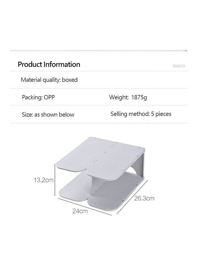 RollsTimi  Multi Steps Adjustable Plastic Shoe Organizer Rack White 26.3x24x66cm - Image 3