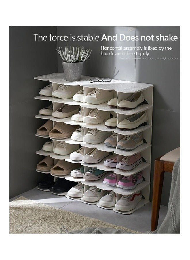 RollsTimi  Multi Steps Adjustable Plastic Shoe Organizer Rack White 26.3x24x66cm - Image 4