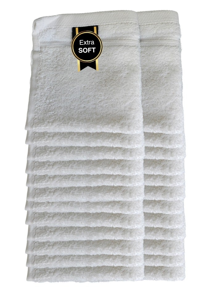 Pearl Coast 24 Pieces Luxury Face Towel Set 30x30cm 630 GSM Premium Cotton Ultra Soft and Highly Absorbent Expertly Woven for Durability Hotel And Spa Quality Towels White - Image 1