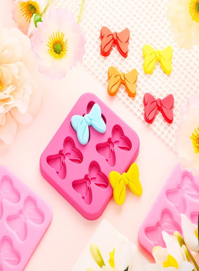 Cunhill 4 Hole Bow Chocolate Silicone Mold 4 Pcs Bow Fondant Mini Cartoon Butterfly Tie Cake Molds for Baking Cupcake Soap Cookie Clay Decoration - Image 3