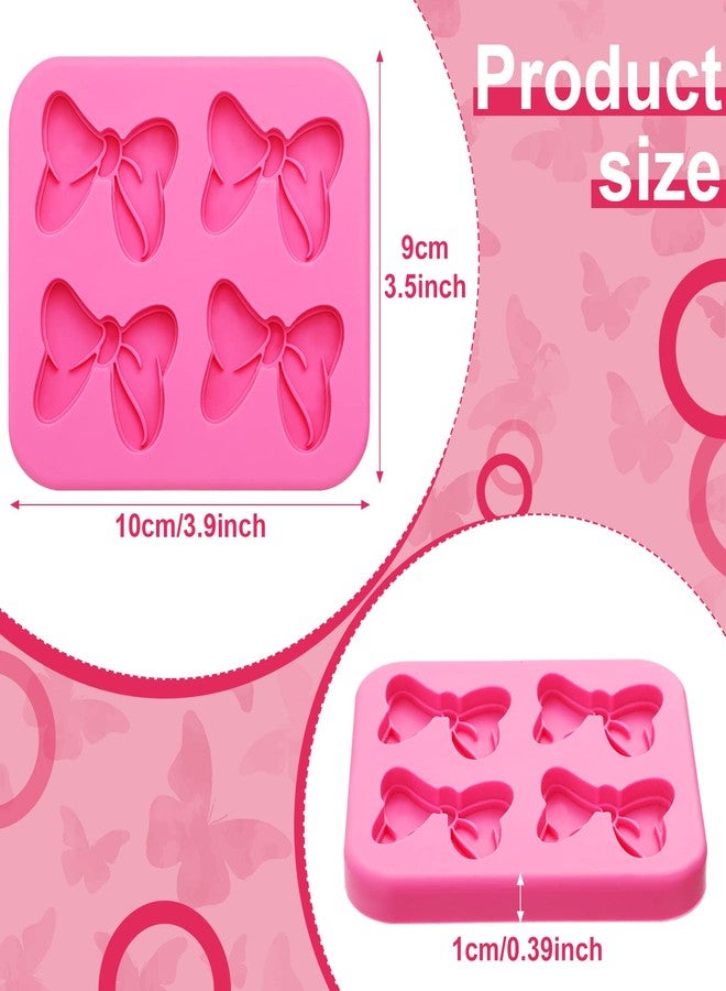 Cunhill 4 Hole Bow Chocolate Silicone Mold 4 Pcs Bow Fondant Mini Cartoon Butterfly Tie Cake Molds for Baking Cupcake Soap Cookie Clay Decoration - Image 2