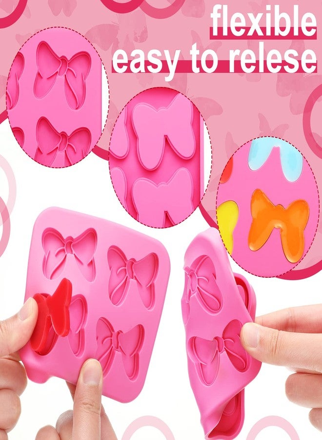 Cunhill 4 Hole Bow Chocolate Silicone Mold 4 Pcs Bow Fondant Mini Cartoon Butterfly Tie Cake Molds for Baking Cupcake Soap Cookie Clay Decoration - Image 4