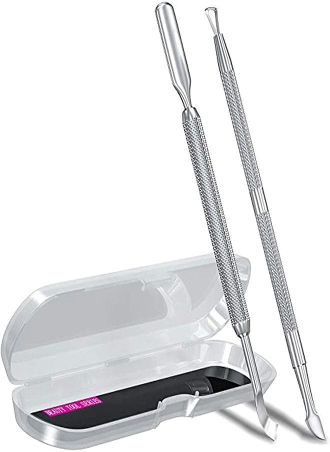 SYOSI Cuticle Pusher, Cuticle Trimmer Professional Stainless Steel, Nail Cuticle Remover Tools for Fingernails and Toenails, silver, Triangle Cuticle Pusher  - Image 1