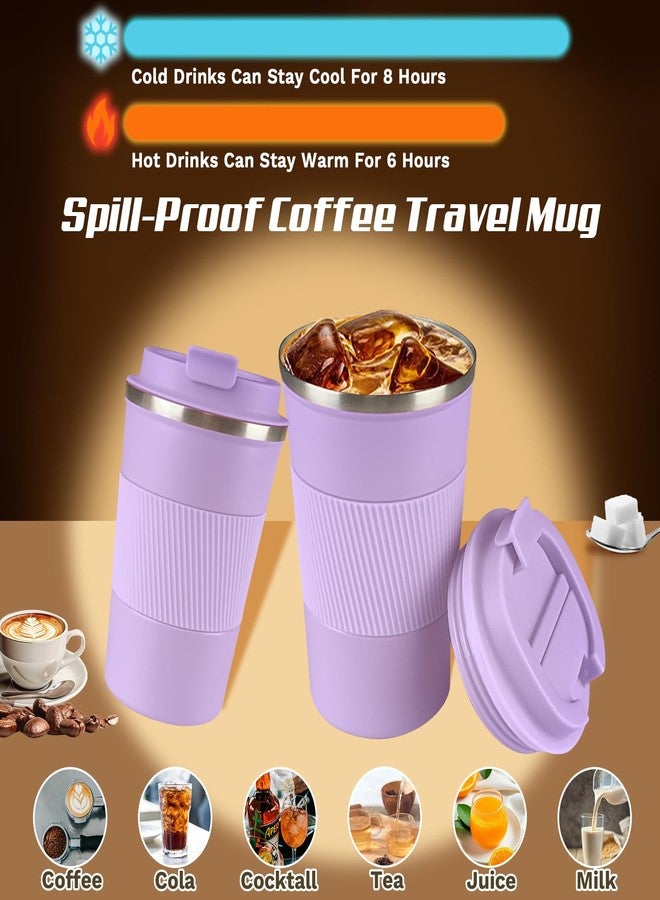 SPLMIFA Insulated travel coffee mugs leak-proof, reusable coffee cups with a lid,stainless steel vacuum thermos coffee tumblers, suitable for men and women,keep hot and cold drinks (3rd-Purple, 12OZ) - Image 2