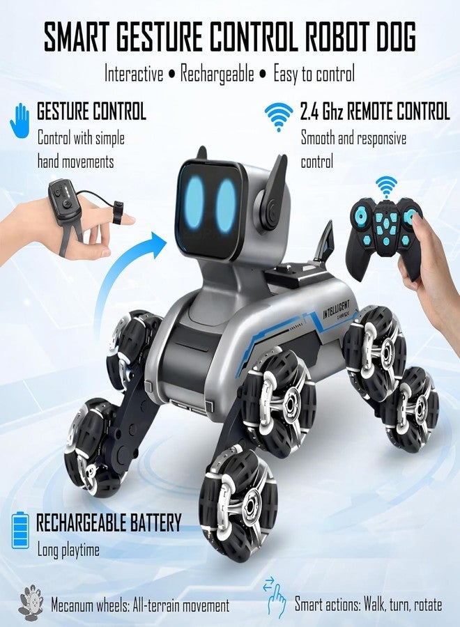 Ramokdu Robot Dog 8-Wheel RC Stunt Car | Gesture Control Intelligent Deformation Car | Hand Induction Remote Control Mechanical Dog Toy for Kids | 360° Stunts & Eight-Wheel Drive, Multi - Image 3