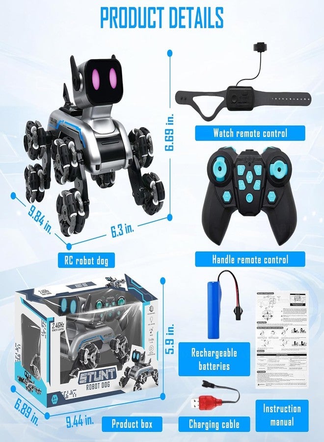 Ramokdu Robot Dog 8-Wheel RC Stunt Car | Gesture Control Intelligent Deformation Car | Hand Induction Remote Control Mechanical Dog Toy for Kids | 360° Stunts & Eight-Wheel Drive, Multi - Image 2