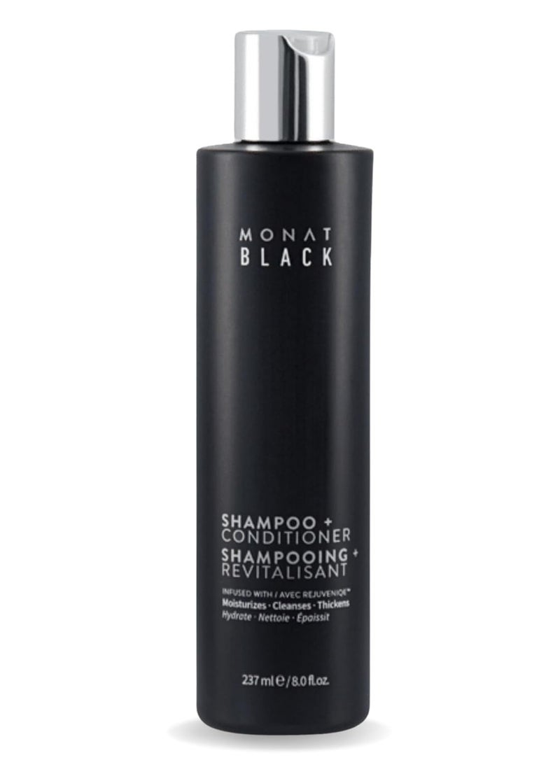 monat - MONAT Black Shampoo + Conditioner - Mens Shampoo and Conditioner 2 in 1 Black Hair Care. A 2-in-1 Shampoo Conditioner Formulated for Optimal Hair Health In One Step. - Net Wt. 237 ml / 8.0 fl. oz. - Image 1