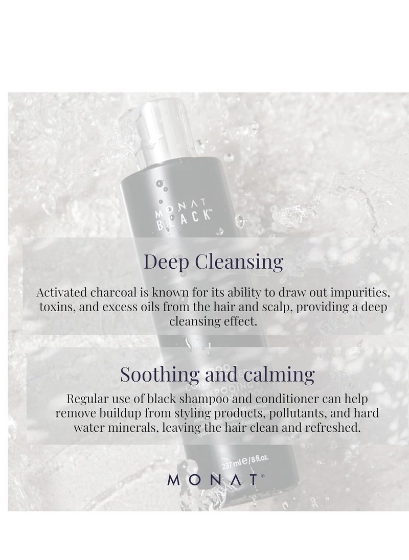 monat - MONAT Black Shampoo + Conditioner - Mens Shampoo and Conditioner 2 in 1 Black Hair Care. A 2-in-1 Shampoo Conditioner Formulated for Optimal Hair Health In One Step. - Net Wt. 237 ml / 8.0 fl. oz. - Image 1