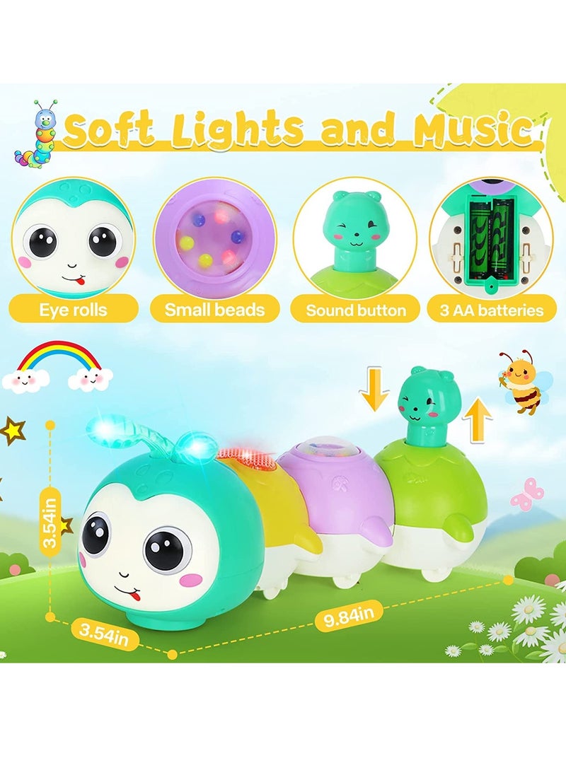 HaHaHai Baby Music Toys Crawling Caterpillar Tummy Time Toy with Magnetic Suction Music Light up  - Image 2