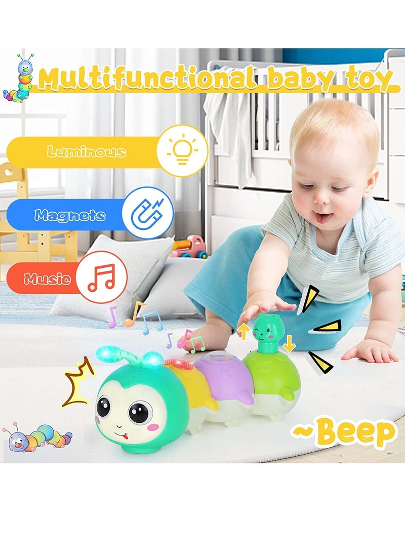 HaHaHai Baby Music Toys Crawling Caterpillar Tummy Time Toy with Magnetic Suction Music Light up  - Image 3