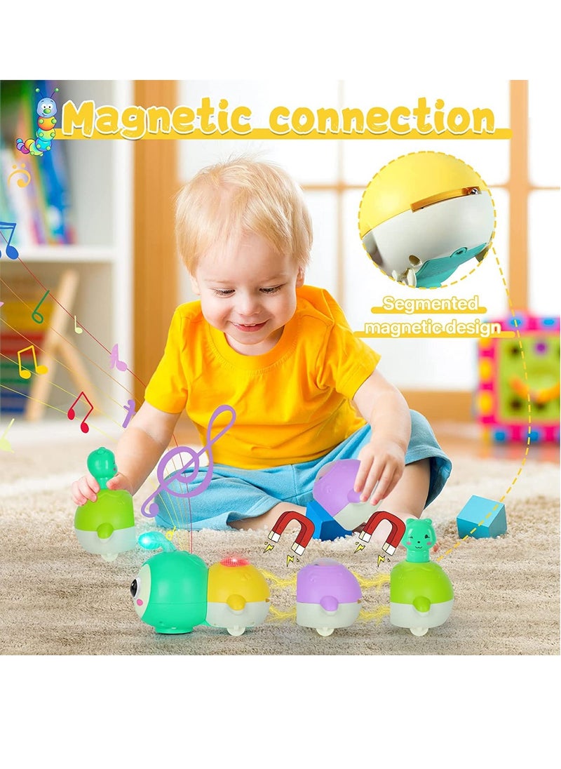 HaHaHai Baby Music Toys Crawling Caterpillar Tummy Time Toy with Magnetic Suction Music Light up  - Image 4