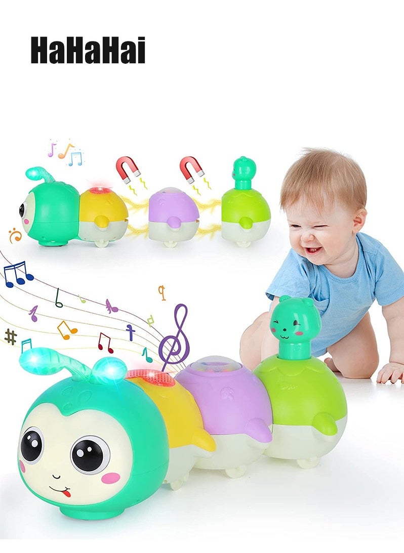 HaHaHai Baby Music Toys Crawling Caterpillar Tummy Time Toy with Magnetic Suction Music Light up  - Image 1