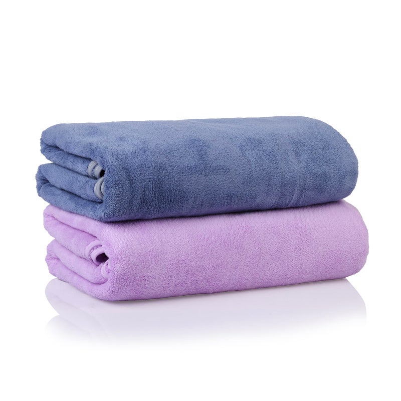 Glivary Microfiber 300 Tc Towels For Bath-Soft Towel With Hook Quick Dry Super Absorbent-Bath Towel For Men And Women(70 X 140 Cm) (Purple/Blue) - Image 5