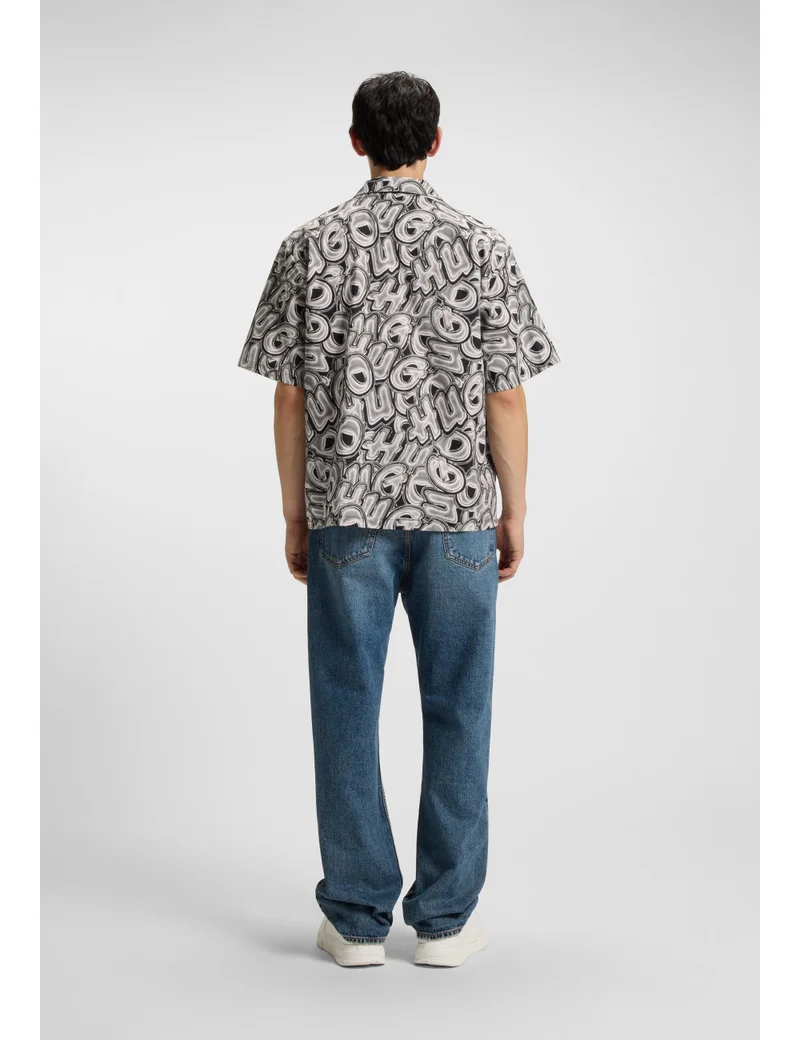 HUGO Relaxed-fit shirt in printed cotton poplin