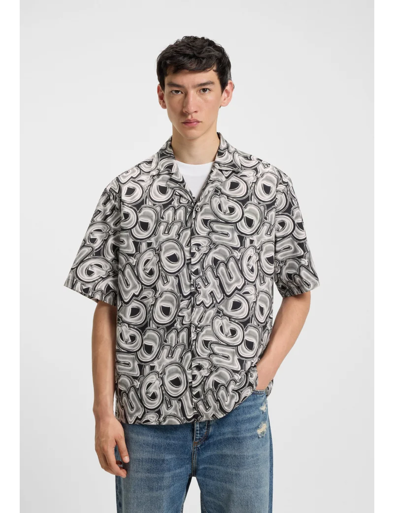 HUGO Relaxed-fit shirt in printed cotton poplin