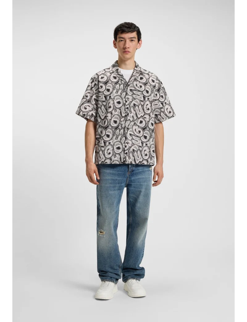HUGO  Relaxed-fit shirt in printed cotton poplin for Men | Best Price UAE