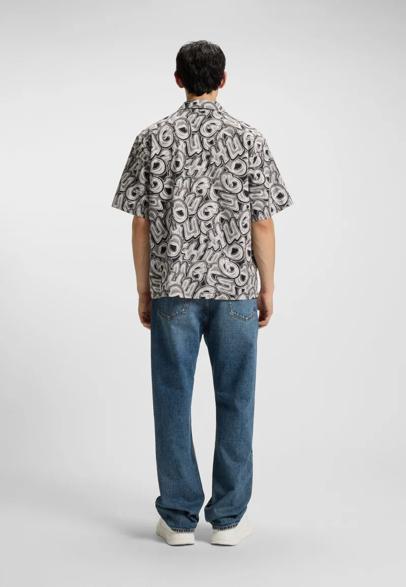 HUGO Relaxed-fit shirt in printed cotton poplin