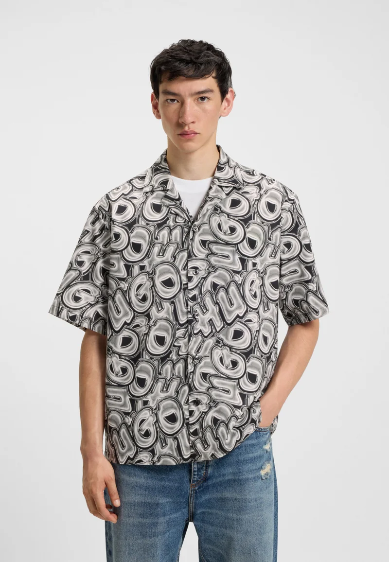 HUGO Relaxed-fit shirt in printed cotton poplin