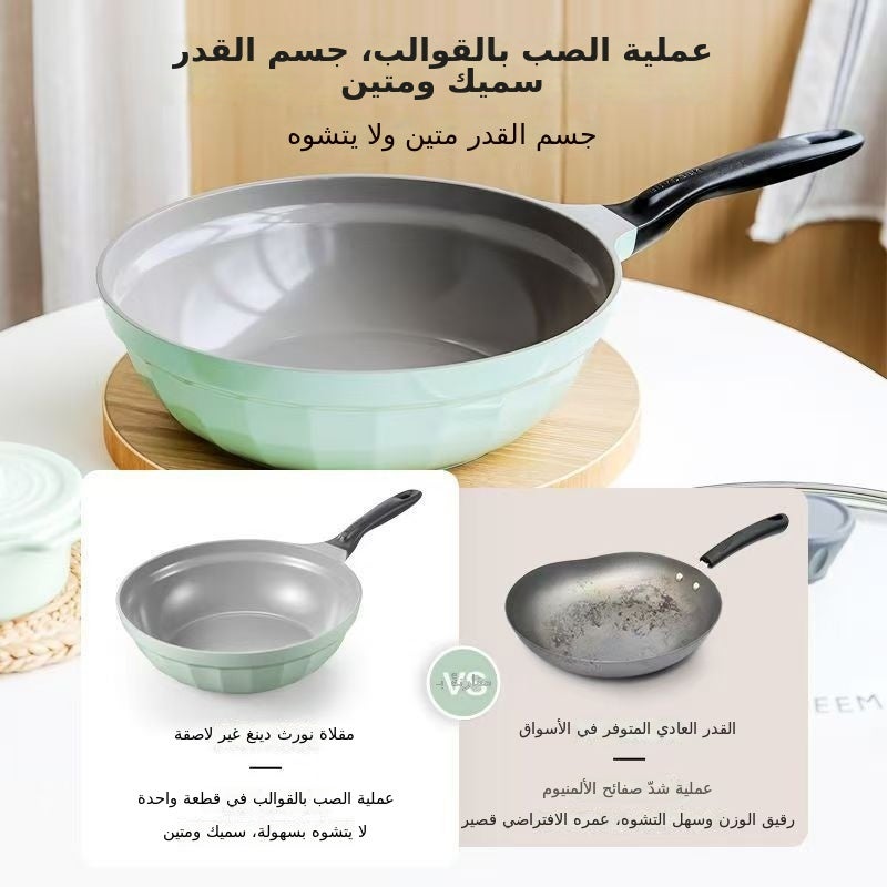 Buydeem Pleated Moon Porcelain Non-Stick Cookware Set - Versatile for Gas & Induction  Stoves - Image 4
