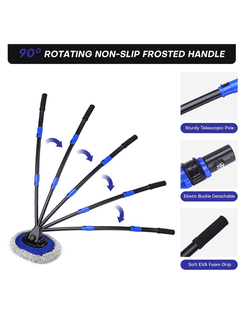 Excefore Ultimate Car Wash Brush with Long Handle, 15-Degree Curved Pole Design, Microfiber Brush Head, Adjustable Length, Wide Applications for Car, RV, Truck, Pickup, Perfect Car Wash Kit - Image 5