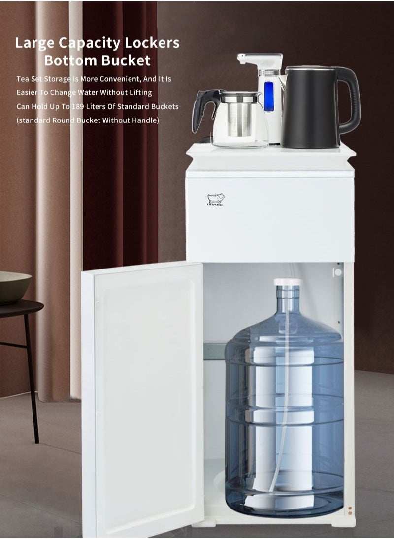 DUMBO - New Design Household Upright Bottom Load Water Dispenser Tea Bar Machine with Tea Pot and Kettle 1350W YR-1 White - Image 1