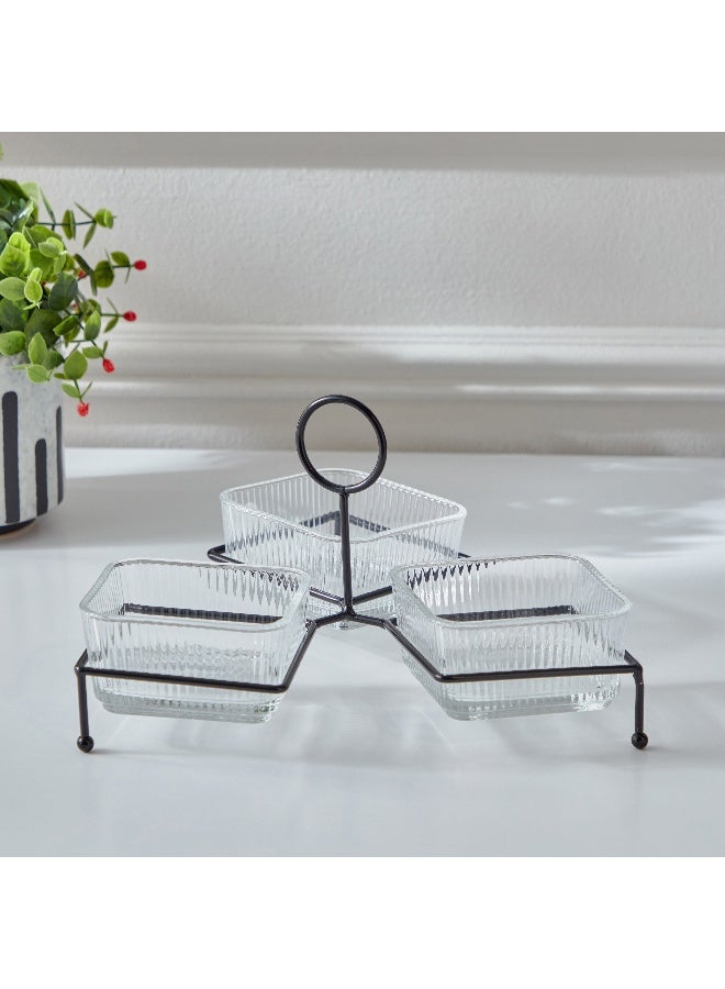 Home Box Vintage 4-Piece Glass Snack Set 26.6x27.7x15.4 cm - Image 2