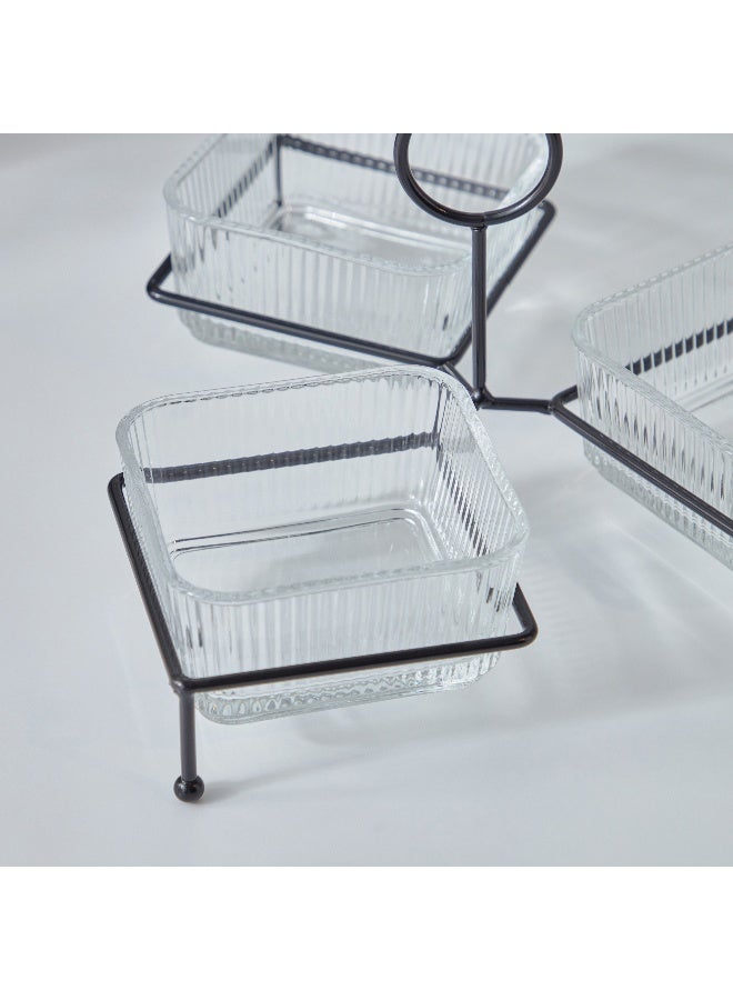 Home Box Vintage 4-Piece Glass Snack Set 26.6x27.7x15.4 cm - Image 3