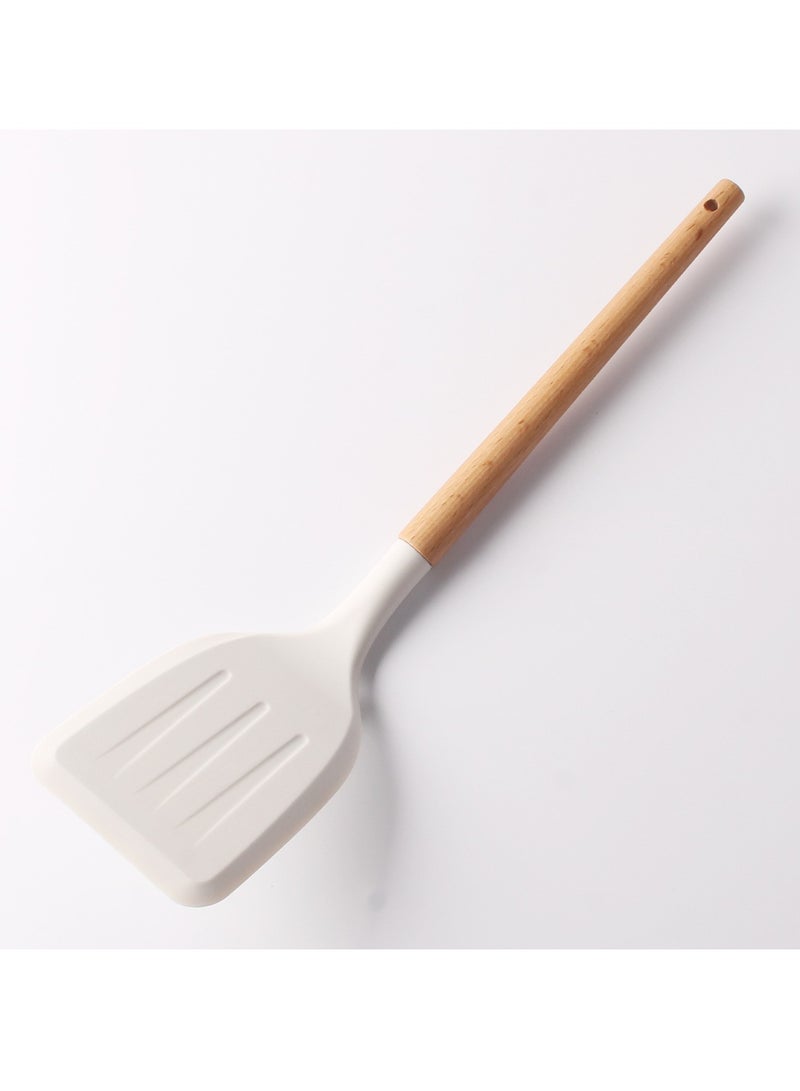 xozgdovg Spoon non-stick pan special spatula set Household cooking colander kitchen cooking cooking anti-scalding large spatula - cream white 