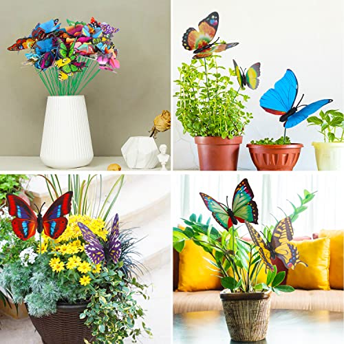 Augshy Butterfly Decorations, 75 Pcs Butterfly Stakes PVC Waterproof Decorative Colorfuli Garden Stakes for Indoor/Outdoor Christmas Yard Decor - Image 4