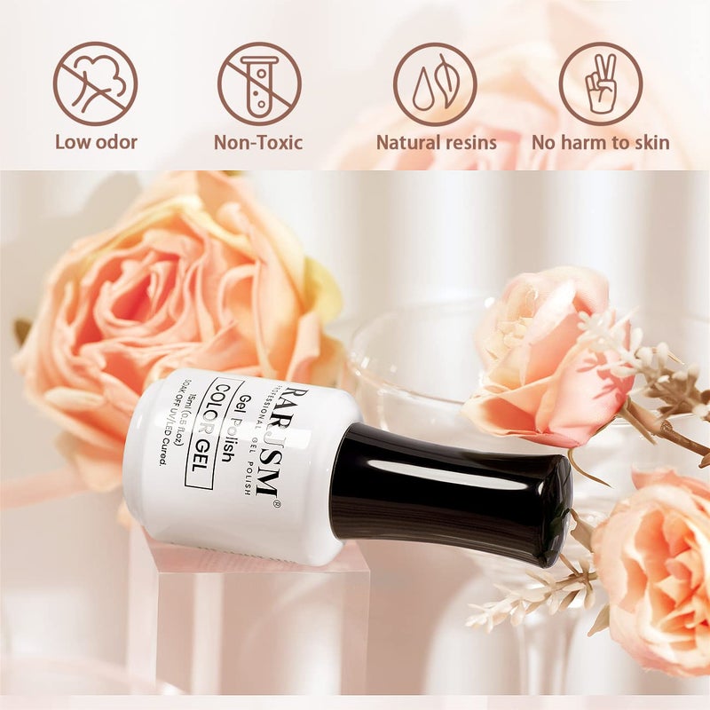 RARJSM Gel Nail Polish Jelly Pink Translucent Sheer Nude Colors Neutral Skin Tone Gel Polish Milky Clear Ice Pink 15ml Single Bottle Soak off UV LED Cured at Home Salon DIY French Manicure Nails Art - Image 2