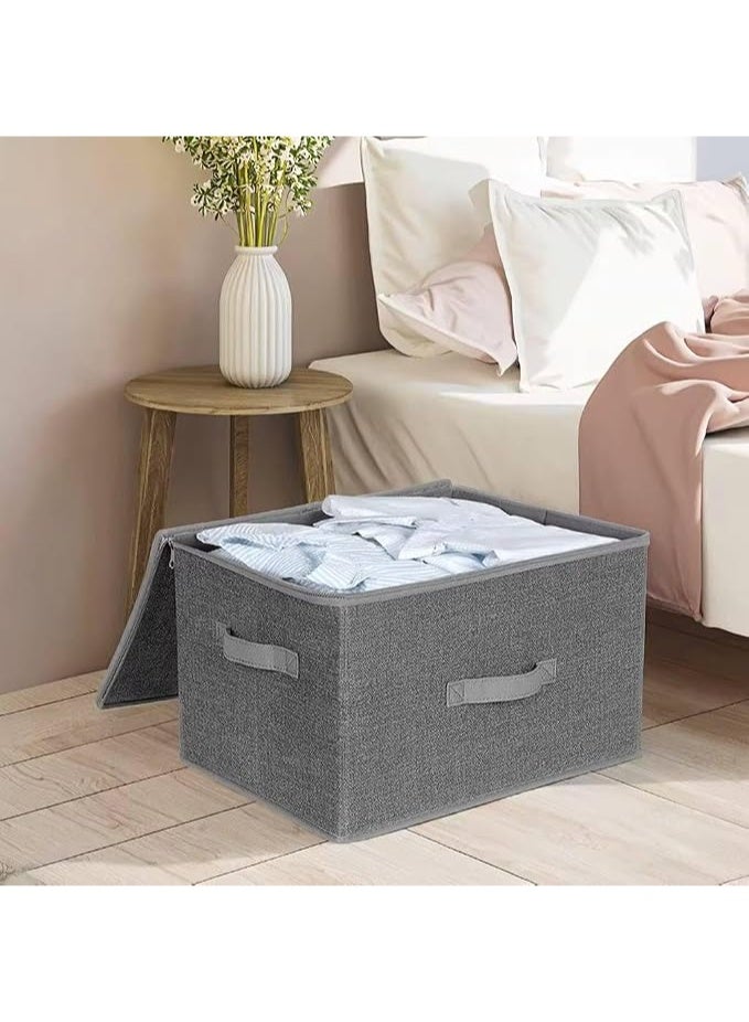 Large linen storage box with transparent lid and zipper – organizer box for clothes, towels, sheets, toys, and books AM - Image 2