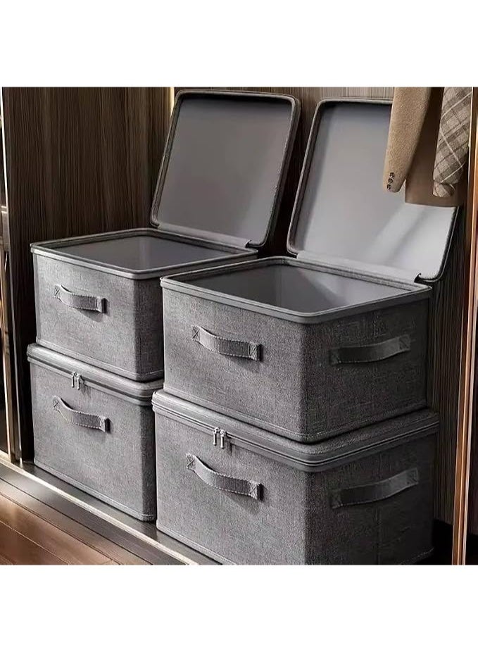 Large linen storage box with transparent lid and zipper – organizer box for clothes, towels, sheets, toys, and books AM - Image 4