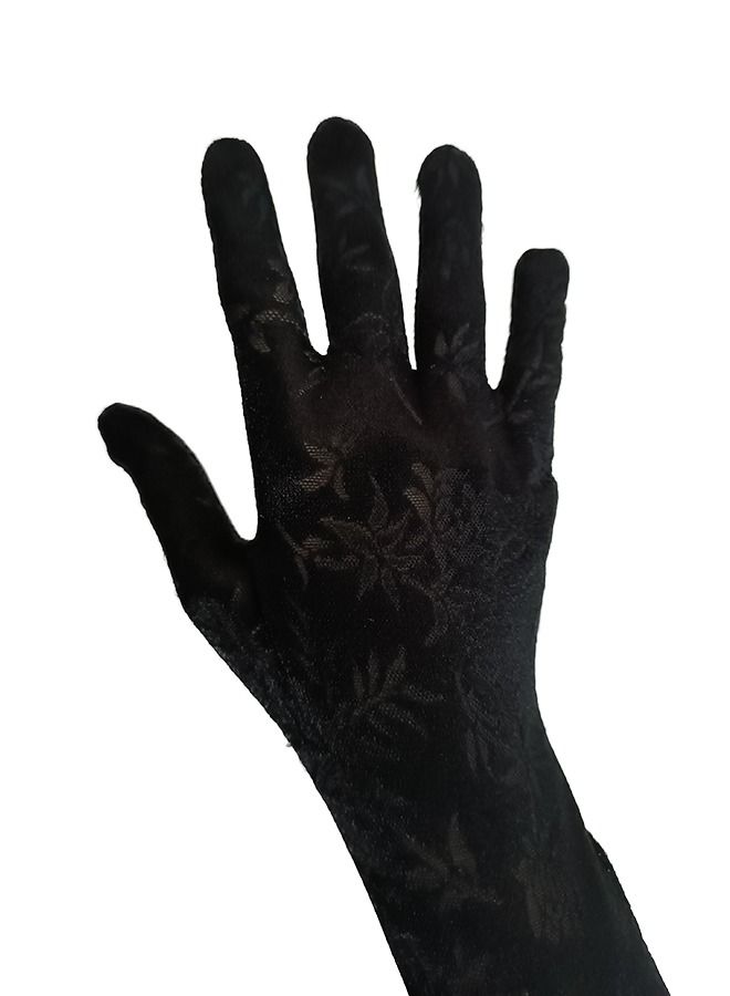Women's Stretchy Muslim Hijab Sleeve Glove Keeps Warm in Winter Protects from the Sun Outdoors Black - Image 1
