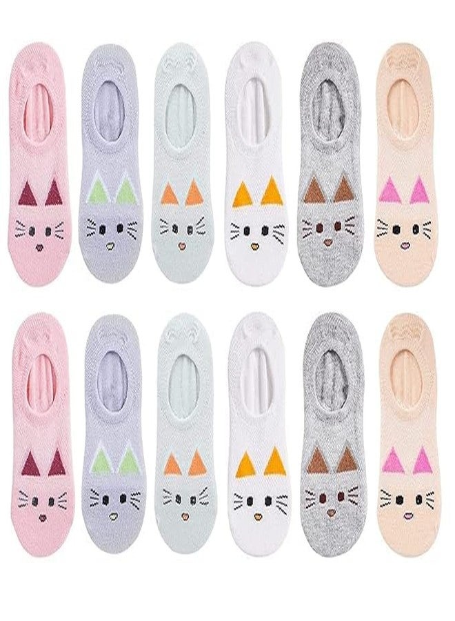 SUNEX جوارب قطنية منخفضة غير مرئية بتصميمات متنوعة للأطفال من الأولاد والبنات | عبوة من 12 - Image 1