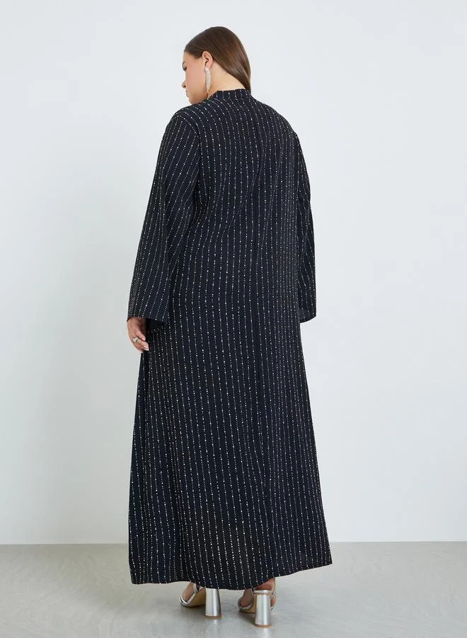 Amirah  Plus Size Embellished Collared Jalabiya for Women | Best Price UAE