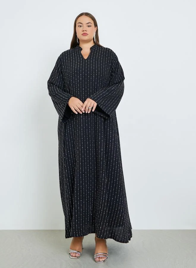 Amirah  Plus Size Embellished Collared Jalabiya for Women | Best Price UAE