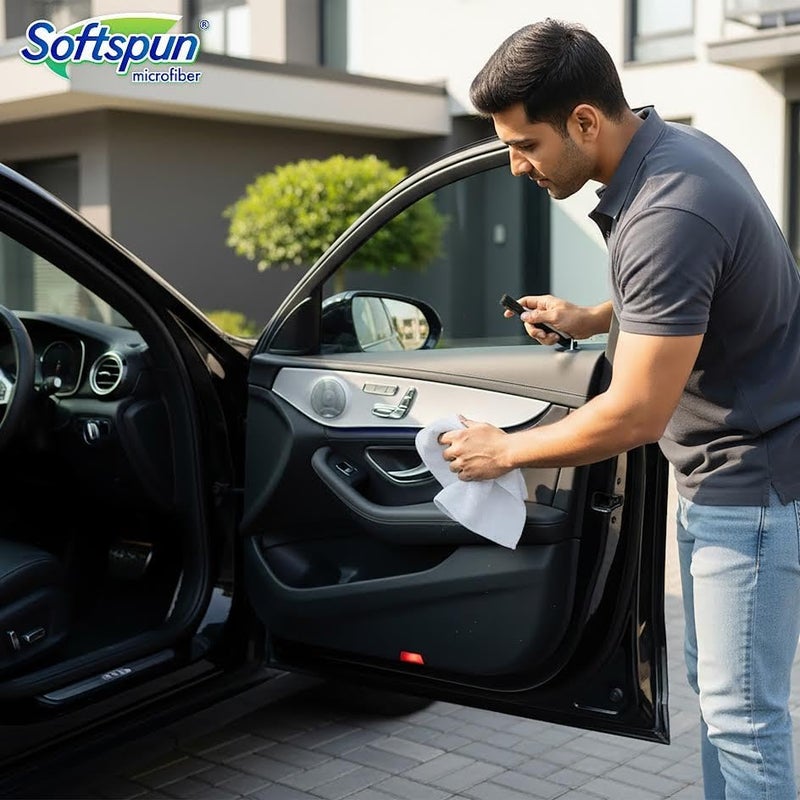 SOFTSPUN Microfiber Basic Cleaning Cloths, 8pcs 280 GSM 40x40cms Multicolor! Highly Absorbent Lint and Streak Free Multipurpose Wash Cloth for Kitchen Car Window Stainless Steel Silverware. - Image 3
