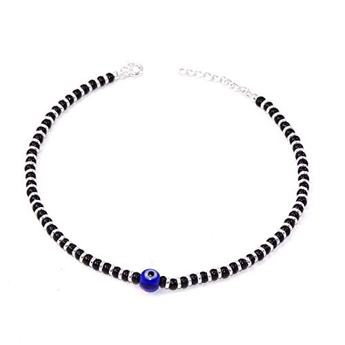 Parnika Nazariya Silver Payal (Anklets) in Pure 92.5 Sterling Silver for Girls/Women (Evil Eye 1-1 pc) - Image 1