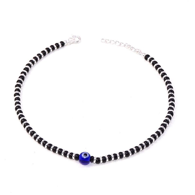 Parnika Nazariya Silver Payal (Anklets) in Pure 92.5 Sterling Silver for Girls/Women (Evil Eye 1-1 pc) - Image 5