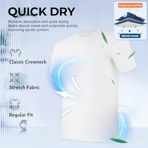 BAMBOO COOL Men's Undershirts Moisture-Wicking Tees Stretch Crew Neck Soft T-Shirts for Men,3 Pack White - Image 3